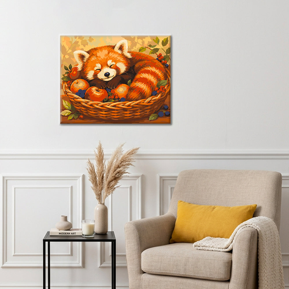 Panda roux endormi – Peinture par numéros