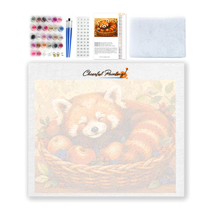 Panda roux endormi – Peinture par numéros