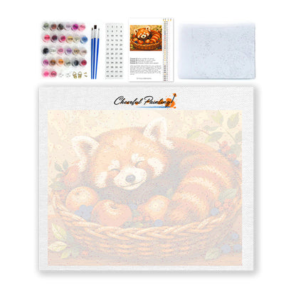 Panda roux endormi – Peinture par numéros