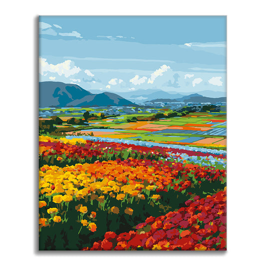 Vue de fleurs printanières – Peinture par numéros
