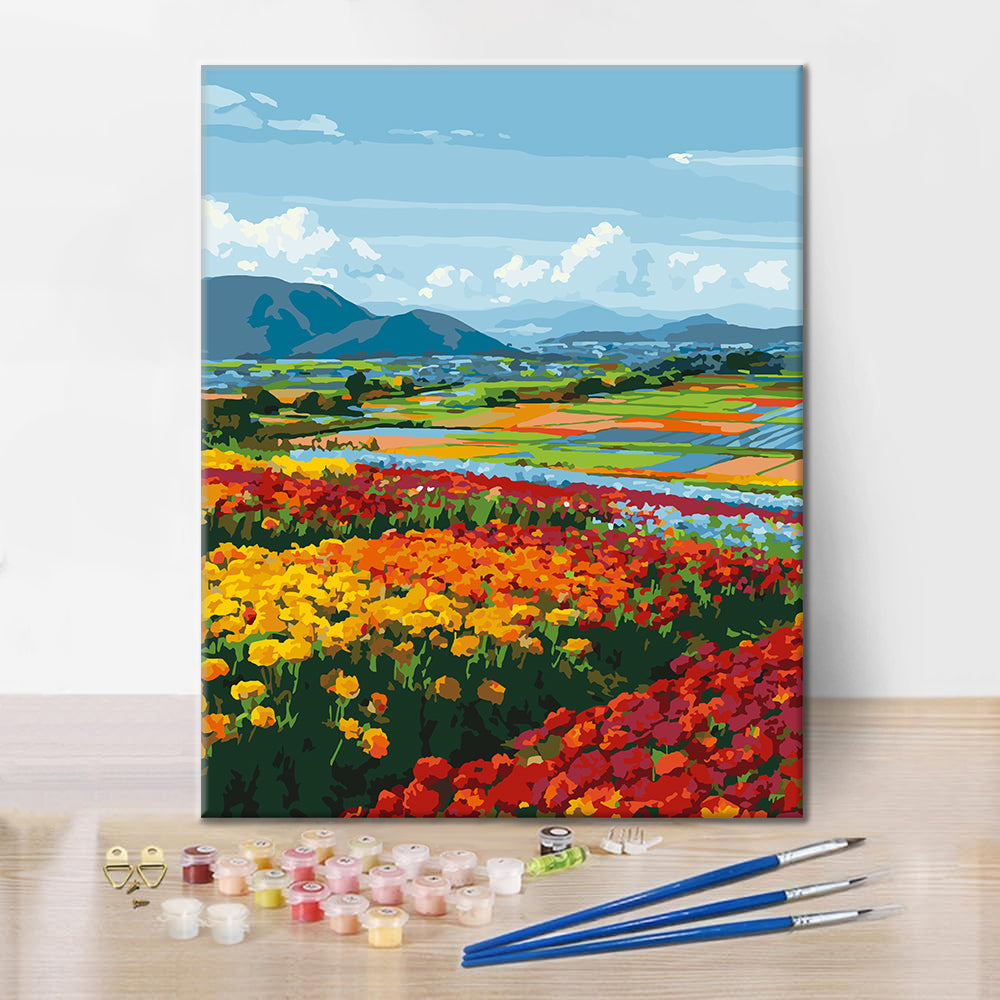 Vue de fleurs printanières – Peinture par numéros