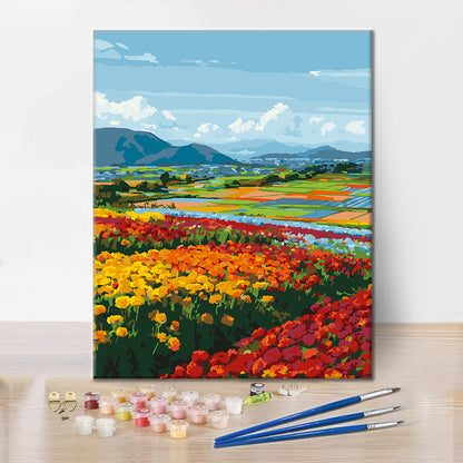 Vue de fleurs printanières – Peinture par numéros