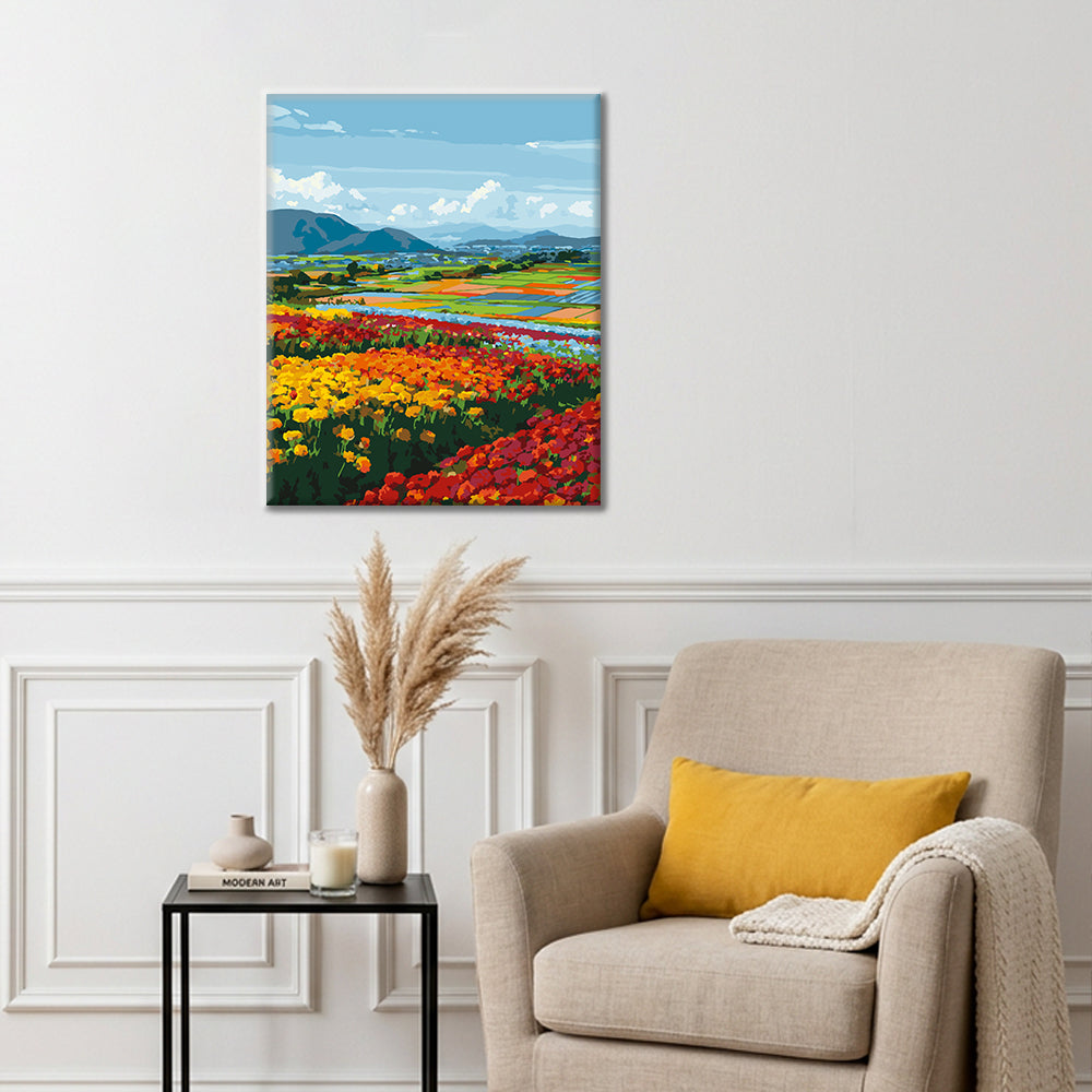 Vue de fleurs printanières – Peinture par numéros