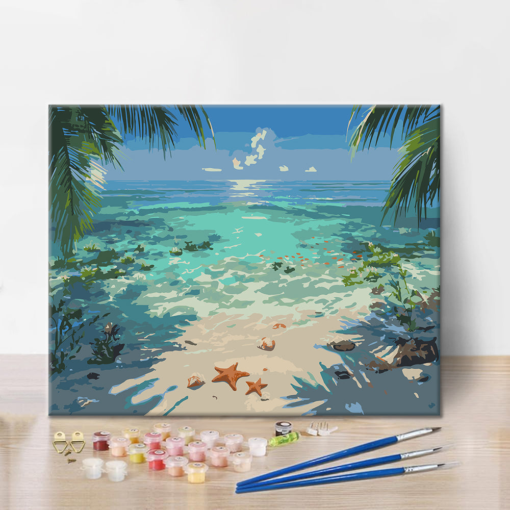 Rivage aux étoiles de mer – Peinture par numéros
