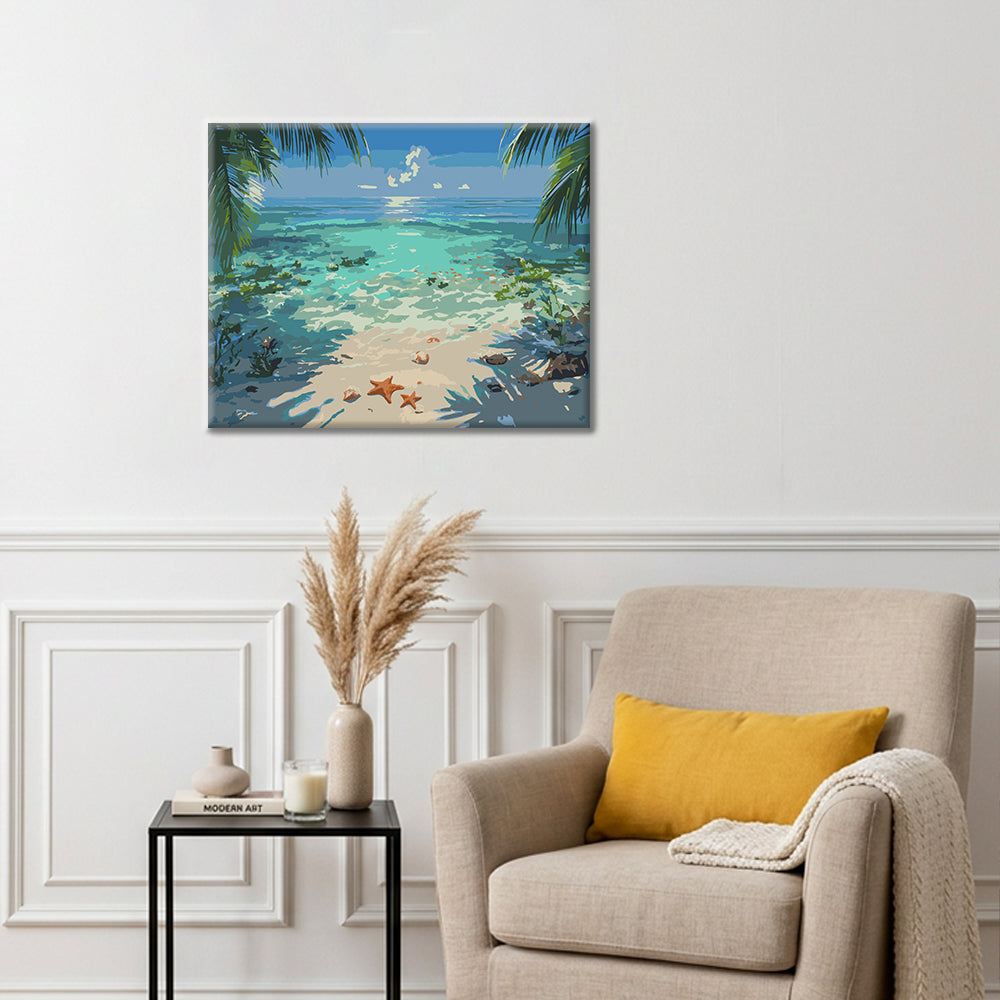 Rivage aux étoiles de mer – Peinture par numéros