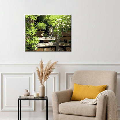 Chaton ensoleillé au jardin – Peinture par numéros