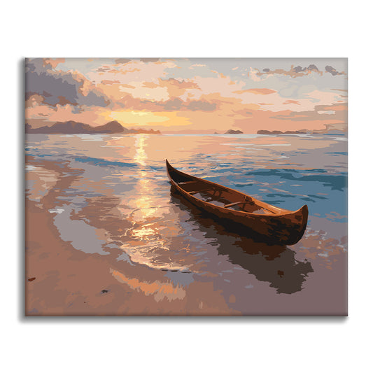 Canoë au coucher du soleil – Peinture par numéros