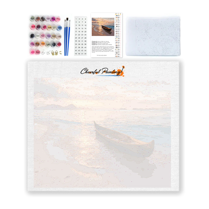 Canoë au coucher du soleil – Peinture par numéros