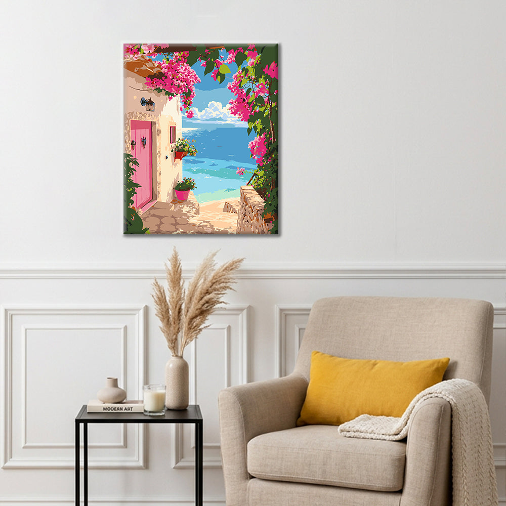 Sentier côtier au coucher du soleil – Peinture par numéros