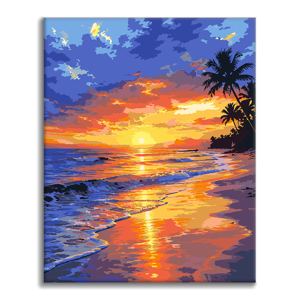 Coucher de soleil tropical – Peinture par numéros