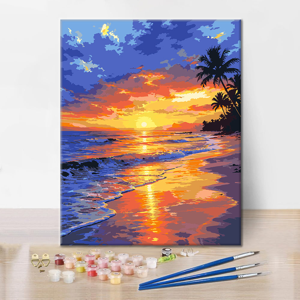 Coucher de soleil tropical – Peinture par numéros