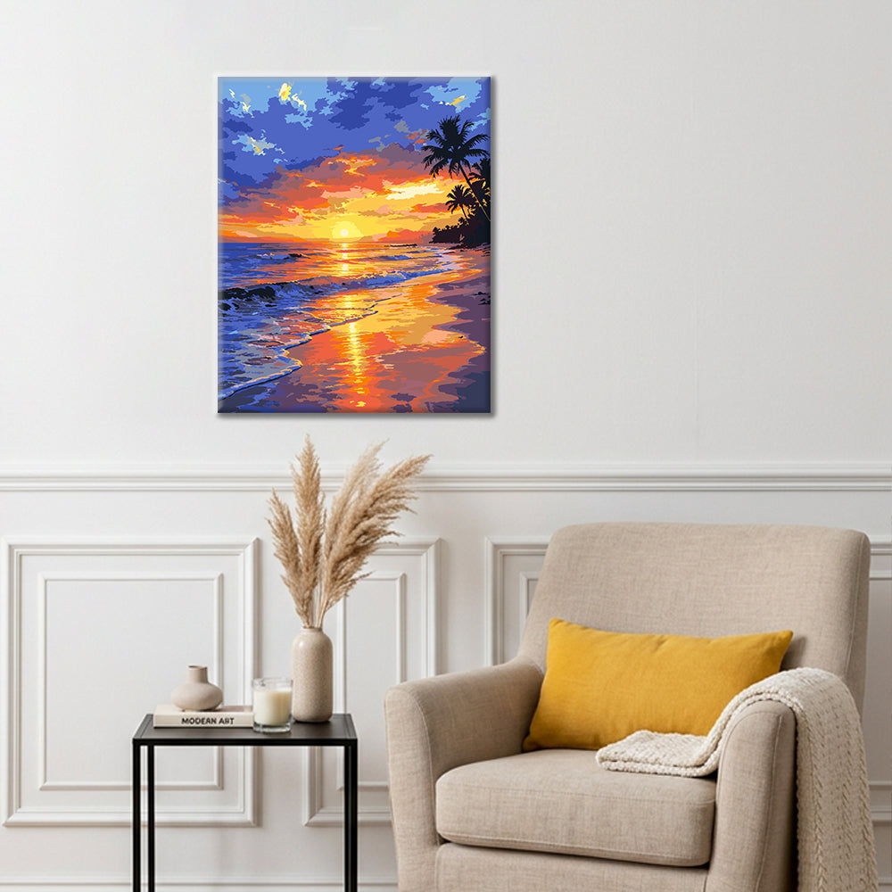 Coucher de soleil tropical – Peinture par numéros
