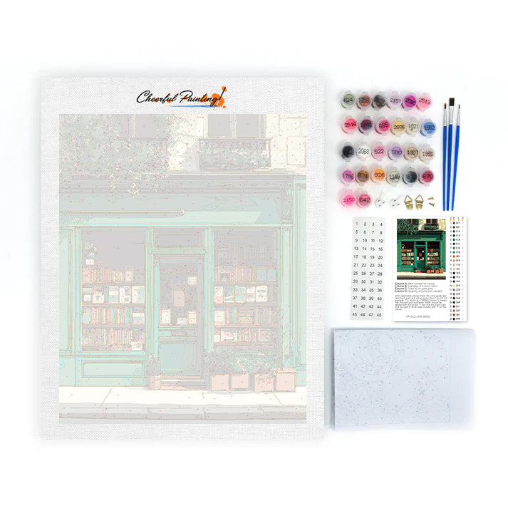 Librairie verte vintage – Peinture par numéros