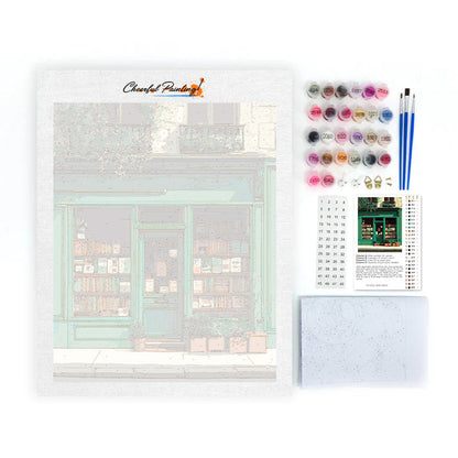Librairie verte vintage – Peinture par numéros