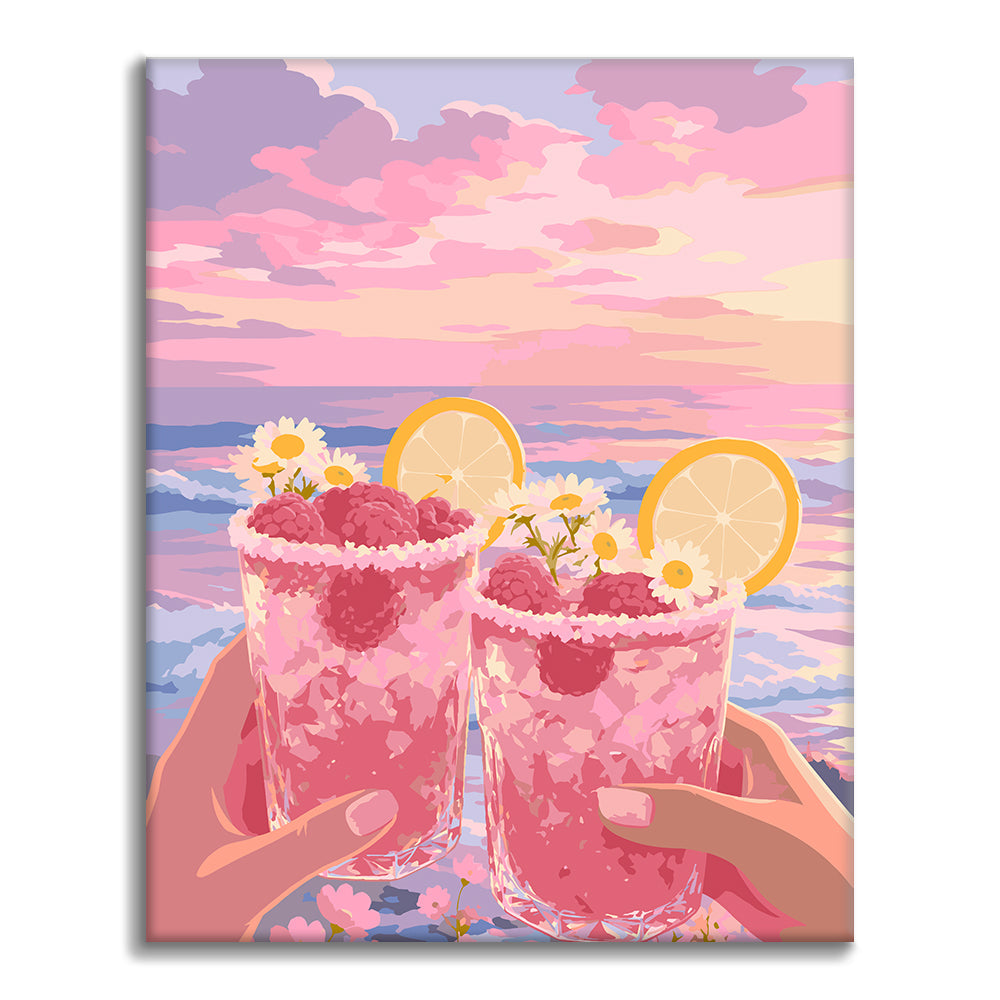 Toast au coucher du soleil et aux framboises - Peinture par numéros