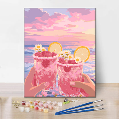 Toast au coucher du soleil et aux framboises - Peinture par numéros