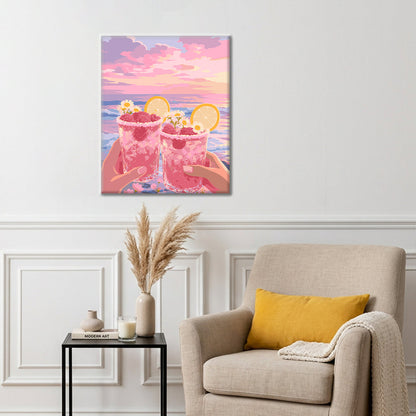 Toast au coucher du soleil et aux framboises - Peinture par numéros
