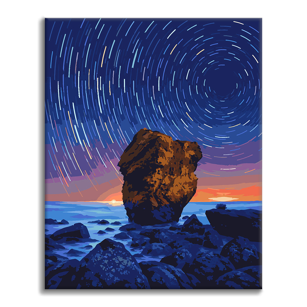 Traînées d'étoiles au-dessus de la mer - Peinture par numéros