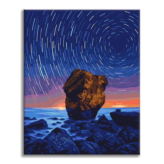 Traînées d'étoiles au-dessus de la mer - Peinture par numéros