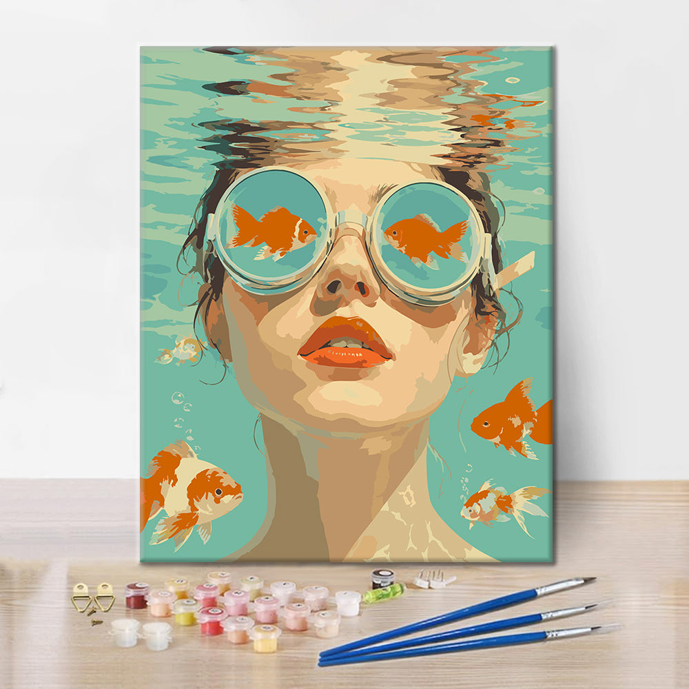À travers les yeux d'un poisson rouge - Peinture par numéros