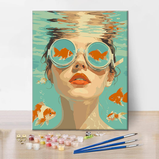 À travers les yeux d'un poisson rouge - Peinture par numéros
