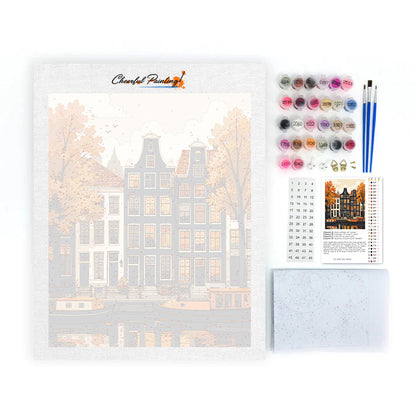 Maisons de canal en automne – Peinture par numéros