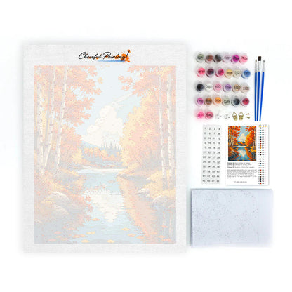 Rivière de bouleaux en automne – Peinture par numéros