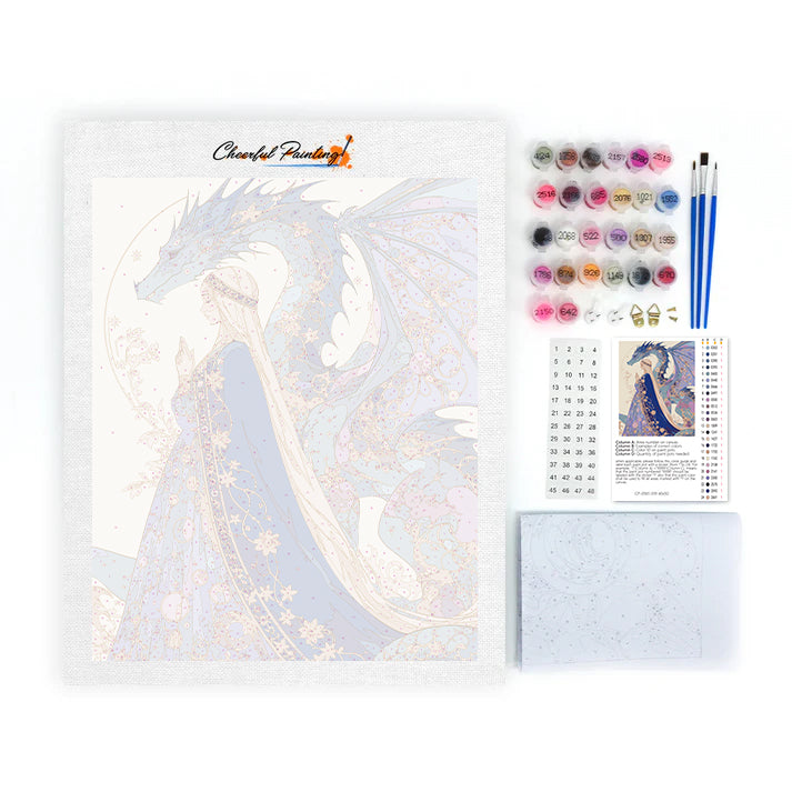 Femme au clair de lune et dragon – Peinture par numéros