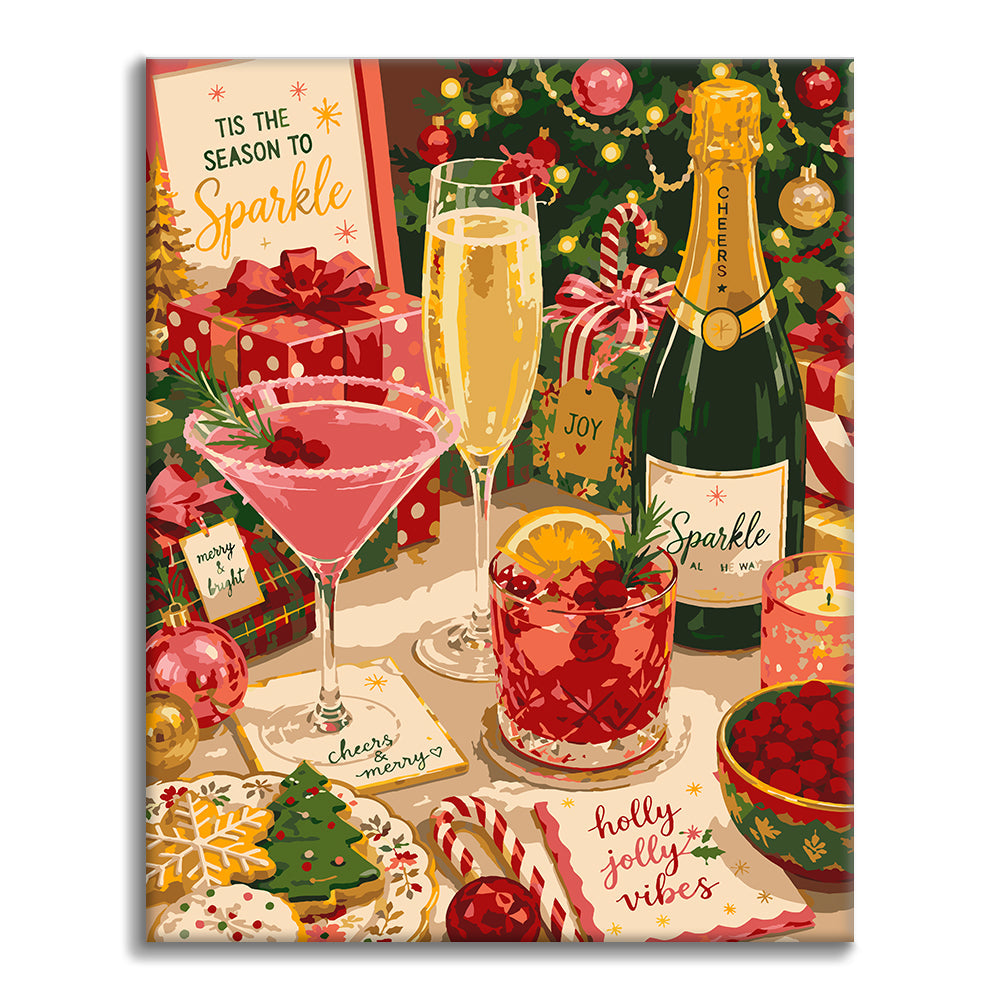 Boissons de Noël et éclat – Peinture par numéros