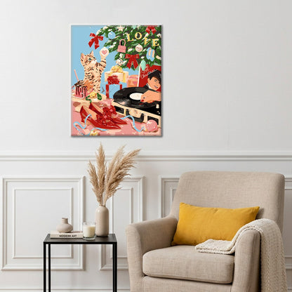 Fête de Noël rétro avec chats – Peinture par numéros