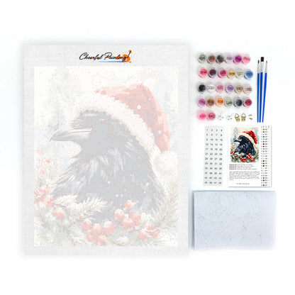 Corbeau en bonnet de Noël – Peinture par numéros