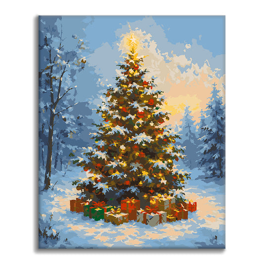 Sapin de Noël dans la neige – Peinture par numéros