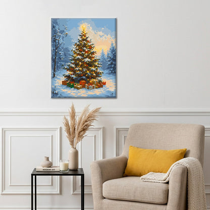 Sapin de Noël dans la neige – Peinture par numéros