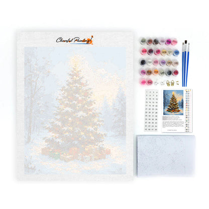 Sapin de Noël dans la neige – Peinture par numéros
