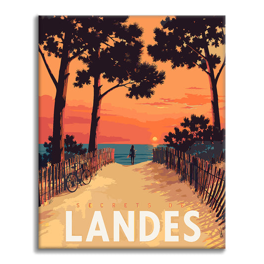 Sentier du coucher de soleil vers la plage – Peinture par numéros