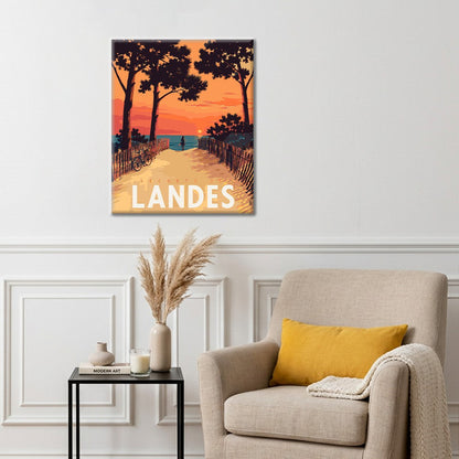 Sentier du coucher de soleil vers la plage – Peinture par numéros