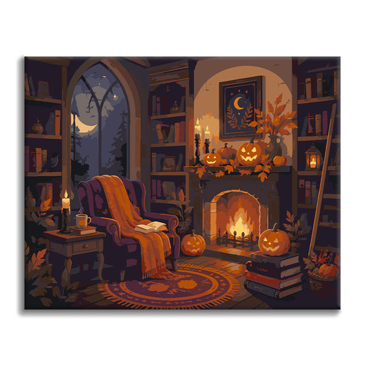 Bibliothèque cosy d’Halloween – Peinture par numéros