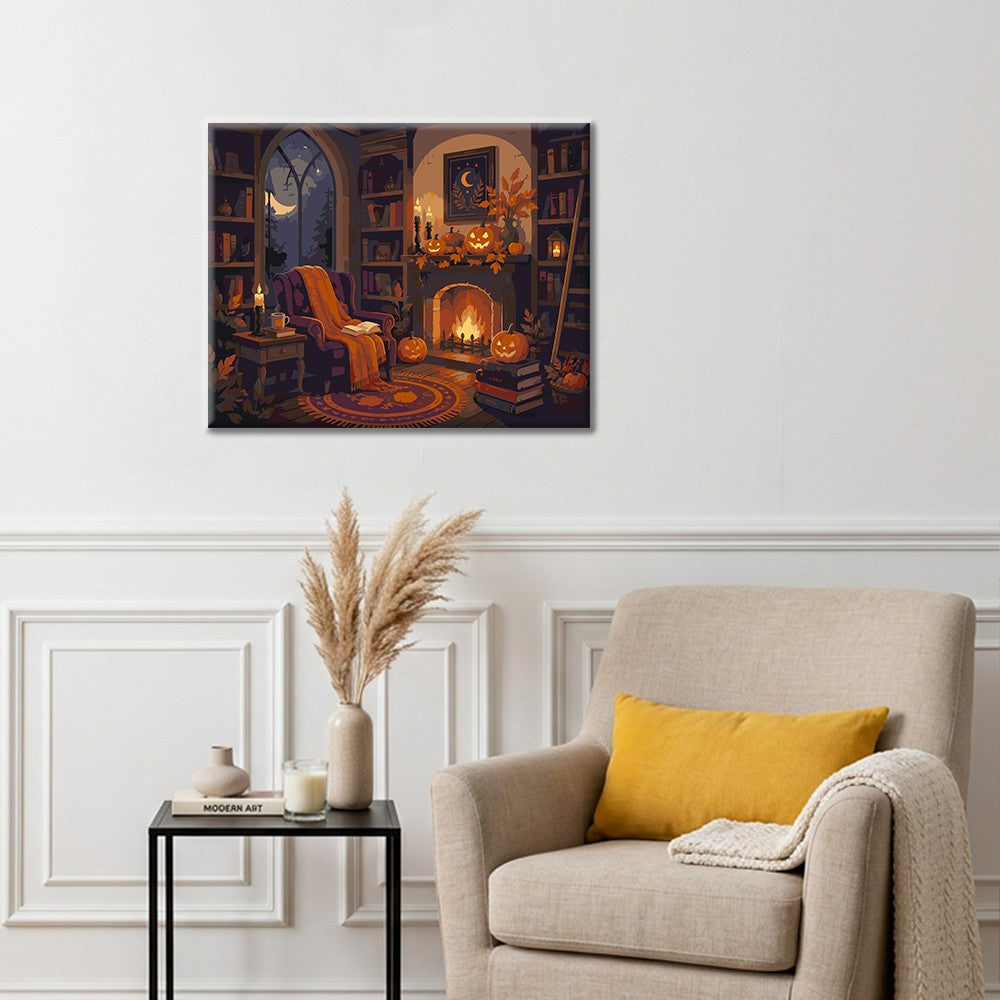 Bibliothèque cosy d’Halloween – Peinture par numéros