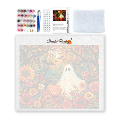 Fantôme parmi les fleurs d’automne – Peinture par numéros