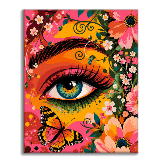 Œil floral et papillon – Peinture par numéros