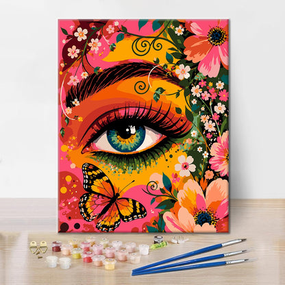 Œil floral et papillon – Peinture par numéros