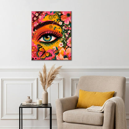 Œil floral et papillon – Peinture par numéros