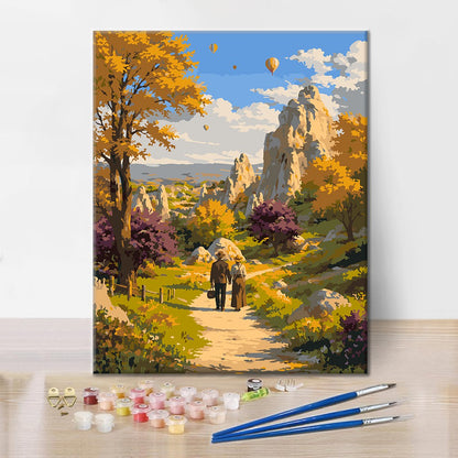 Cavalier de montagne en automne – Peinture par numéros