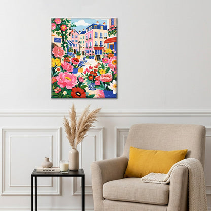 Rue parisienne fleurie – Peinture par numéros