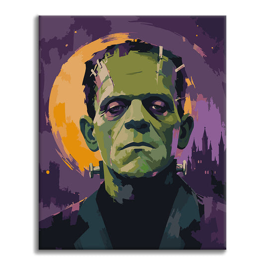 Frankenstein sous la pleine lune – Peinture par numéros