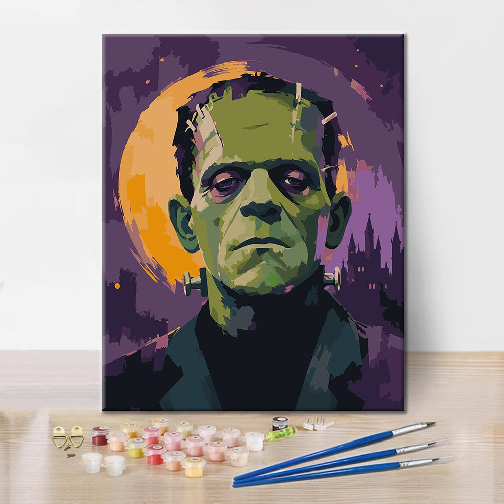 Frankenstein sous la pleine lune – Peinture par numéros