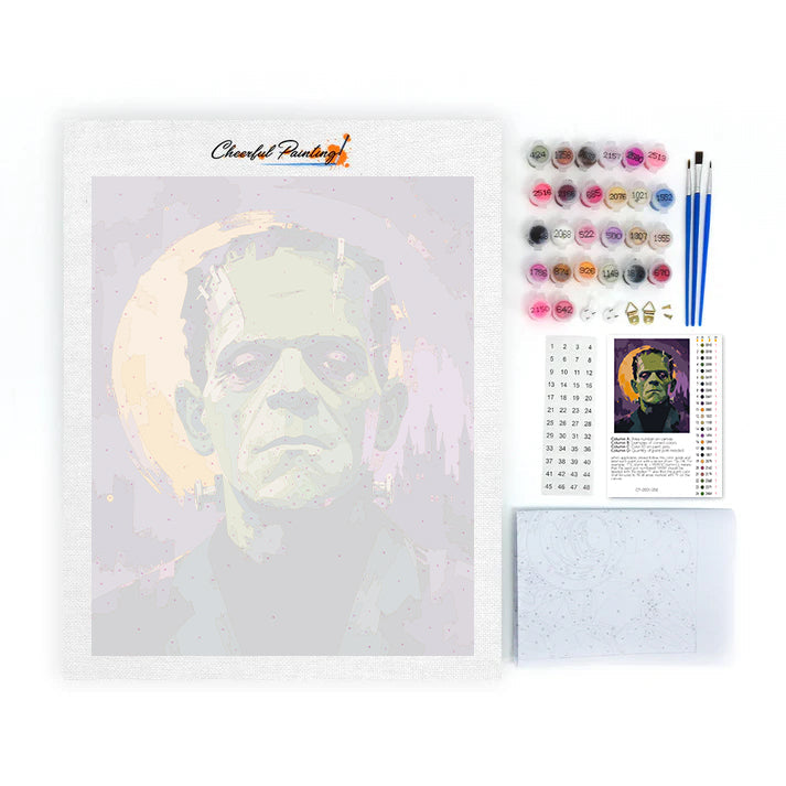 Frankenstein sous la pleine lune – Peinture par numéros