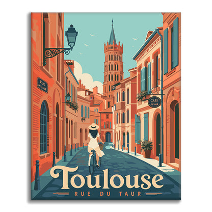 Rue de voyage à Toulouse – Peinture par numéros