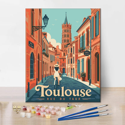 Rue de voyage à Toulouse – Peinture par numéros