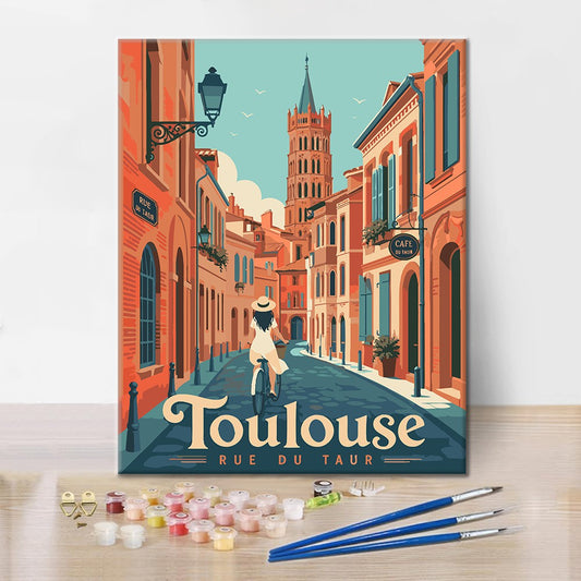Rue de voyage à Toulouse – Peinture par numéros